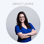 about laurie text with circular photo of woman in blue shirt